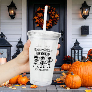 Retro Buh-Rufe und Schnaps Gruselhalloween Acryltrinkbecher