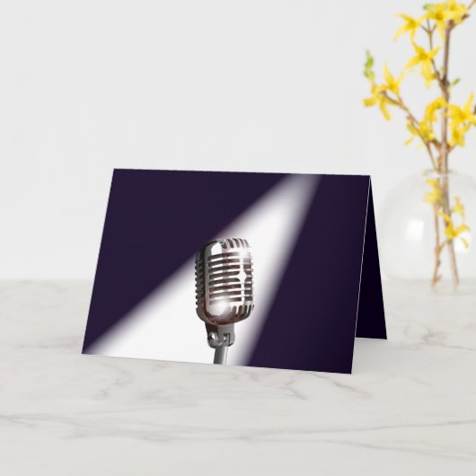 Retro-Bühne-Mikrofon Karte (Gelbe Blume)