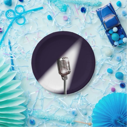 Retro-Bühne-Mikrofon Pappteller (Party)