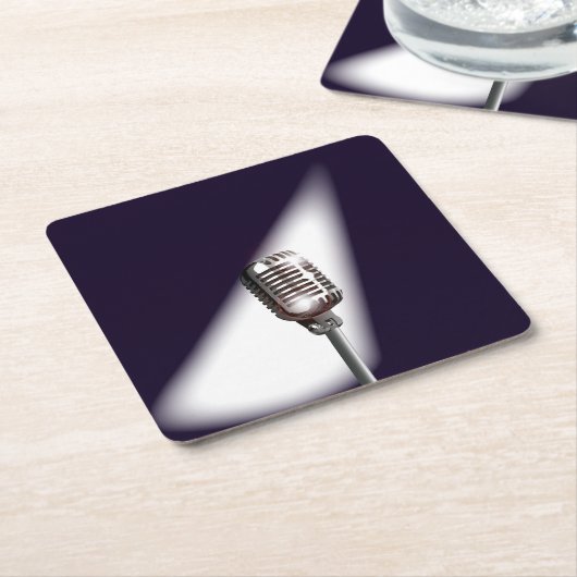 Retro-Bühne-Mikrofon Rechteckiger Pappuntersetzer (angewinkelt)