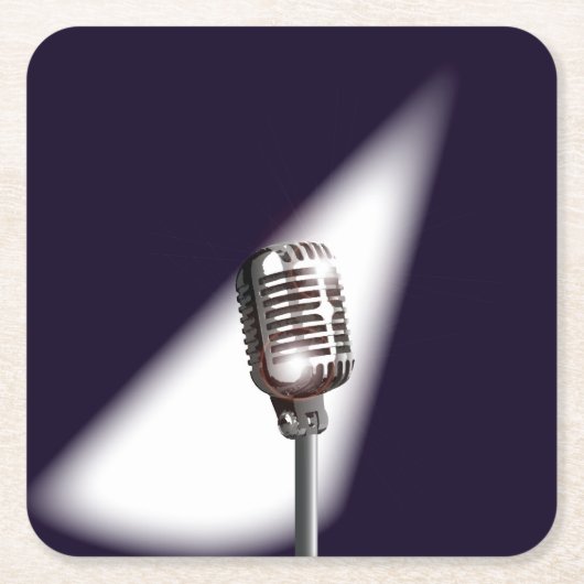 Retro-Bühne-Mikrofon Rechteckiger Pappuntersetzer (Vorderseite)