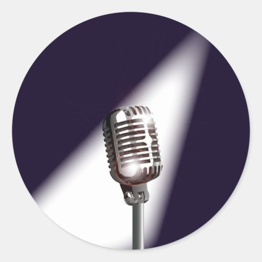 Retro-Bühne-Mikrofon Runder Aufkleber (Vorderseite)
