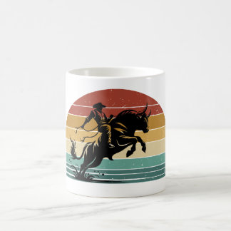 Retro Bull Riding Sunset Western Art Verwandlungstasse