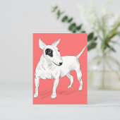 Retro Bull Terrier Doodle auf Peach Background Postkarte (Stehend Vorderseite)