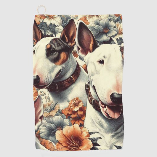 Retro Bull Terrier Nahtlose Malerei Golfhandtuch (Vorderseite)