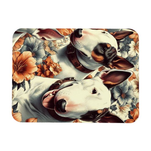 Retro Bull Terrier Nahtlose Malerei Magnet (Horizontal)