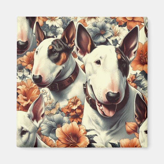 Retro Bull Terrier Nahtlose Malerei Magnet (Vorne)