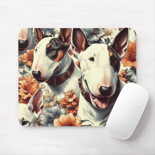 Retro Bull Terrier Nahtlose Malerei Mousepad (Mit Mouse)
