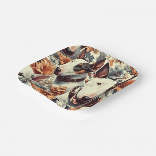 Retro Bull Terrier Nahtlose Malerei Pappteller (Gewinkelt)