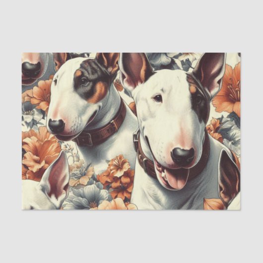 Retro Bull Terrier Nahtlose Malerei Seidenpapier (Vorderseite)
