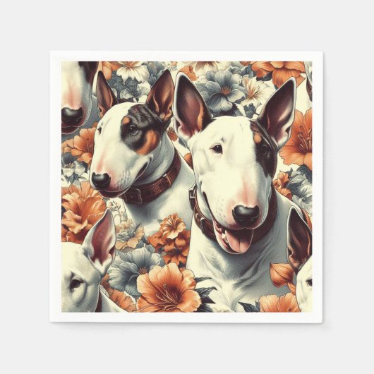 Retro Bull Terrier Nahtlose Malerei Serviette (Vorderseite)