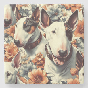 Retro Bull Terrier Nahtlose Malerei Steinuntersetzer