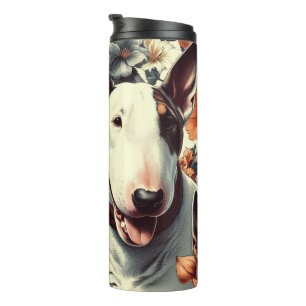 Retro Bull Terrier Nahtlose Malerei Thermosbecher