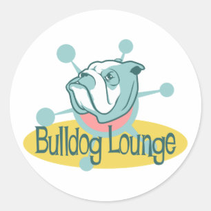 Retro Bulldog Lounge Runder Aufkleber