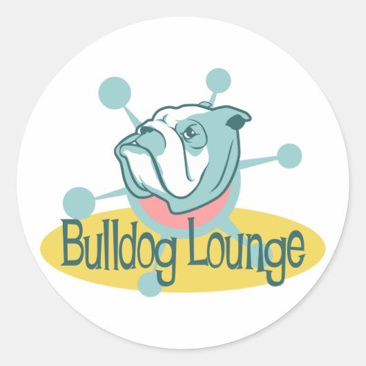 Retro Bulldog Lounge Runder Aufkleber (Vorderseite)