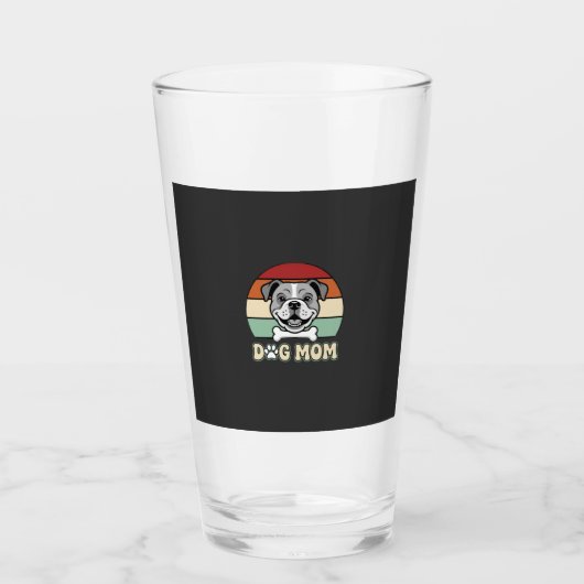 Retro Bulldogge Hundemutter Vektor Glas (Vorderseite)