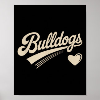 Retro Bulldogs Vintages Herz für Männer Frauen Kin Poster