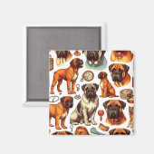 Retro Bullmastiff Nahtlos Magnet (Vorderseite/Rückseite)