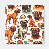Retro Bullmastiff Nahtlos Magnet (Vorne)
