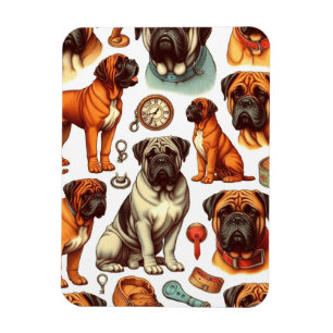 Retro Bullmastiff Nahtlos Magnet