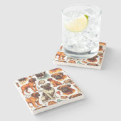 Retro Bullmastiff Nahtlos Steinuntersetzer (Seitenansicht)