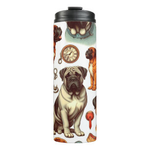 Retro Bullmastiff Nahtlos Thermosbecher