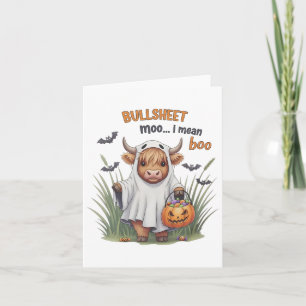 Retro Bullsheet Halloween Kuh Ghost Moo I Gemein B Karte