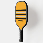 Retro Bumblebee Buzz durch Strippen mit Namen Pickleball Schläger (Links)
