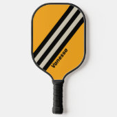 Retro Bumblebee Buzz Streifen mit Namen Pickleball Schläger (Rückseite)