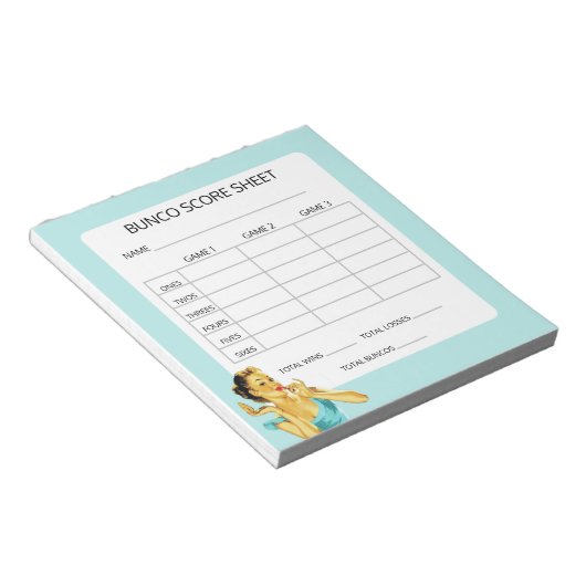 Retro Bunco Game Score Pad Notizblock (angewinkelt)