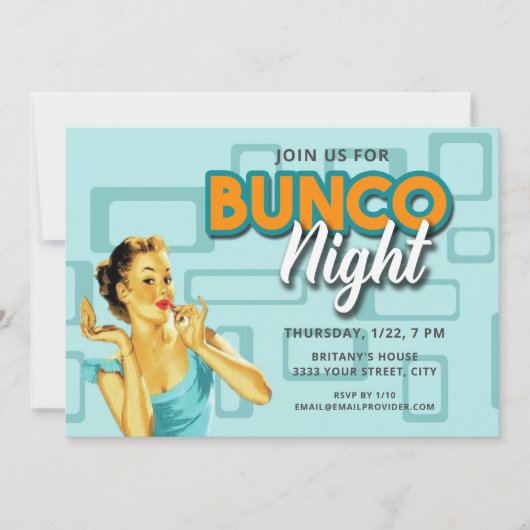 Retro Bunco Night Einladung (Vorderseite)
