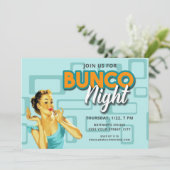 Retro Bunco Night Einladung (Stehend Vorderseite)