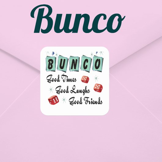 Retro Bunco Party Envelope Seal Quadratischer Aufkleber