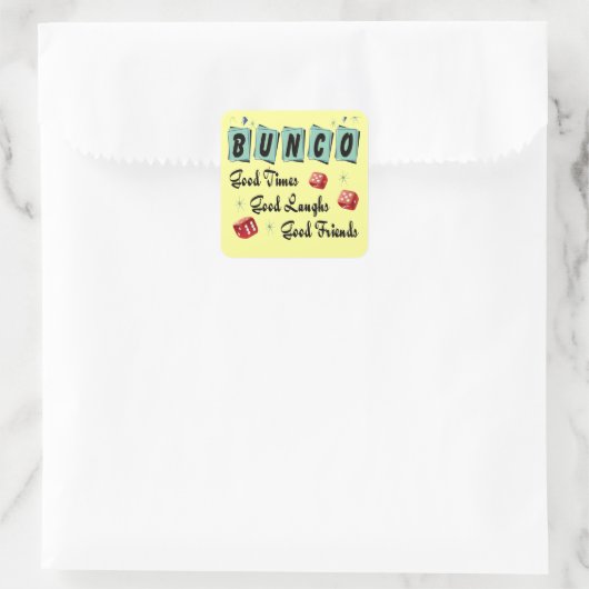 Retro Bunco Quadratischer Aufkleber (Tasche)