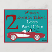 Retro Bunco Red Convertible Table Card #2 Postkarte