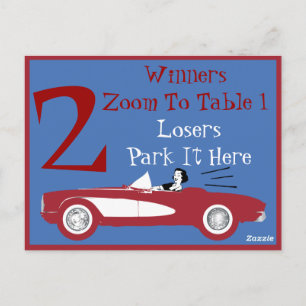 Retro Bunco Red Convertible Table Card #2 Postkarte