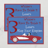 Retro Bunco Red Convertible Table Card #3 Postkarte (Vorne/Hinten)