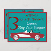 Retro Bunco Red Convertible Table Card #3 Postkarte (Vorne/Hinten)