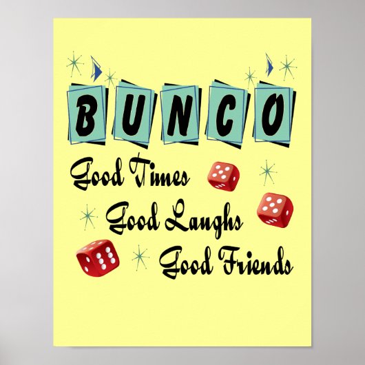 Retro Bunco Sign - Gute Zeit, lacht und Freunde Poster (Vorne)