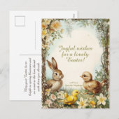 🐇 Retro Bunny & Chicks Freude Feiertagspostkarte (Vorne/Hinten)