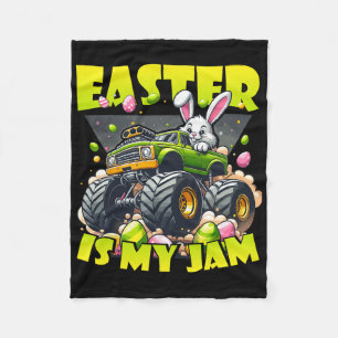Retro Bunny Ostern ist mein Jam Monster Truck Off- Fleecedecke