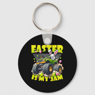 Retro Bunny Ostern ist mein Jam Monster Truck Off- Schlüsselanhänger