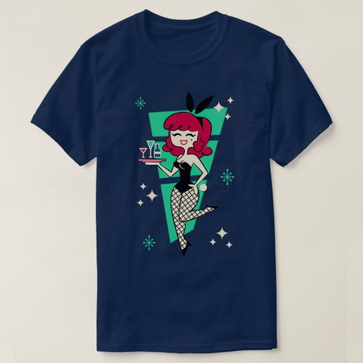 Retro Bunny Redhead Pinup T-Shirt (Design vorne)