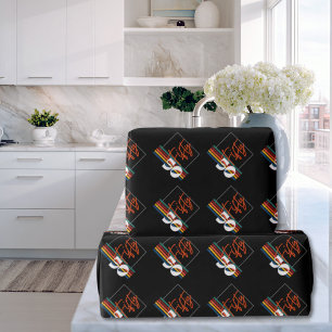 Retro Bunt Gestreifte Fünfzig Geburtstagsfeier Chi Geschenkpapier