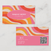 Retro bunt Groovy Funky QR Code Business Card Visitenkarte (Vorne/Hinten)