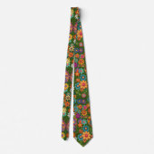 Retro-bunte Blumenmuster. D grüner Hintergrund Krawatte (Rückseite)