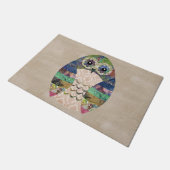 Retro bunte Eule Boho Bohemische Vogel-Gewohnheit Fußmatte (Schrägansicht)