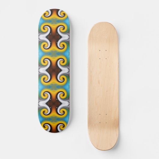 Retro, bunte Federschmuck Skateboard (Vorderseite)
