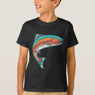 Retro-bunte Forellenfischerei Retro-Fisch-Grafik  T-Shirt