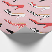 Retro bunte Girly Absatz-Pumpe beschuht Muster Geschenkpapier (Ecke)
